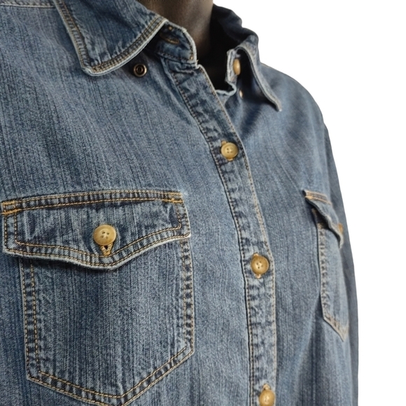 Vintage Harley-Davidson Women's Blue Denim Button Down Shirt Size M - Picture 7 of 12